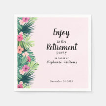 Moderne Roze Tropische Bloem Pensioenfeestje