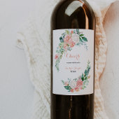 Moderne Roze Tropische Bloemen Bruiloft Wijn Label Wijn Etiket