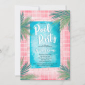 Moderne roze tropische palm blauwe zwembadfeest Sw Kaart (Voorkant)