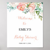 Moderne roze tropische storm Baby shower Welkom Poster (Voorkant)