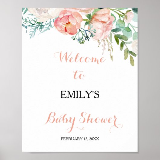 Moderne roze tropische storm Baby shower Welkom Poster (Voorkant)