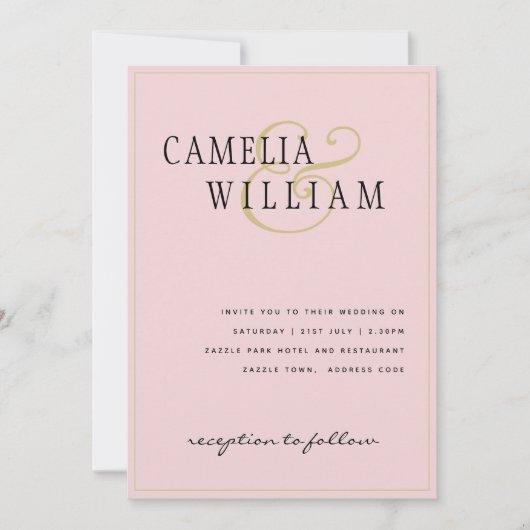 Moderne Roze Trouw Uitnodiging (Voorkant)