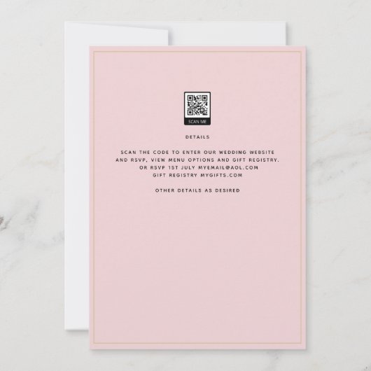 Moderne Roze Trouw Uitnodiging (Achterkant)