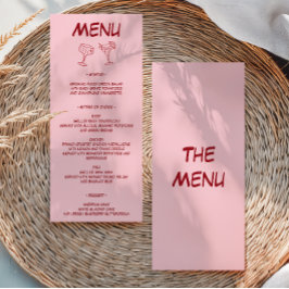 Moderne Roze Trouwdag Menu