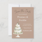 Moderne Roze Trouwtaart Save The Date Kaart (Voorkant)