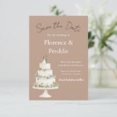 Moderne Roze Trouwtaart Save The Date Kaart (Staand voorkant)