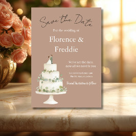 Moderne Roze Trouwtaart Save The Date Kaart