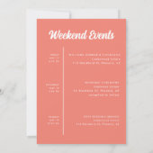Moderne Roze Trouwweekend Itinerary Kaart (Achterkant)