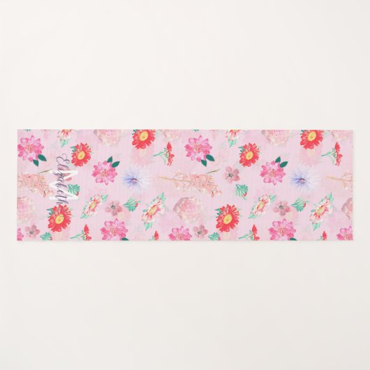 Moderne roze tuin yogamat (Voorkant (horizontaal))