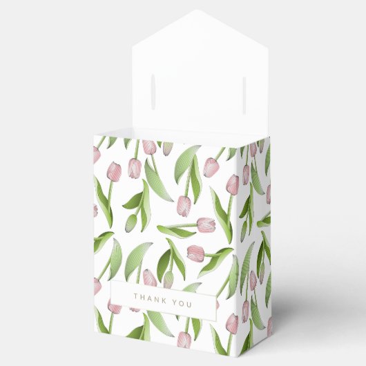 Moderne Roze Tulp Bedankt Feest Bedankdoosjes (Geopend)