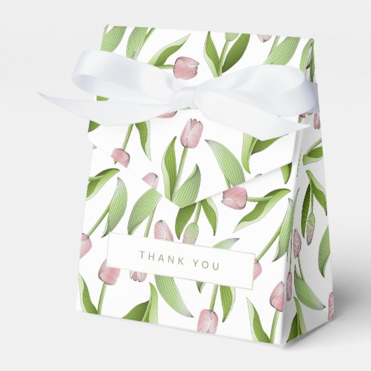 Moderne Roze Tulp Bedankt Feest Bedankdoosjes (Voorkant Zijde)
