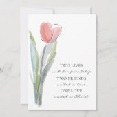 Moderne roze tulp bijbel vers Christelijke bruilof Kaart (Achterkant)