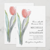 Moderne roze tulp bijbel vers Christelijke bruilof Kaart (Voorkant / Achterkant)