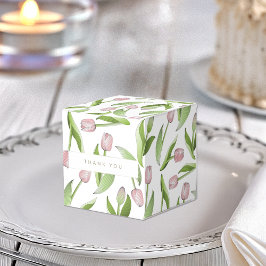 Moderne Roze Tulp Bloem Bedankt Feest Bedankdoosjes