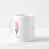 Moderne Roze Tulp Bloem Koffiemok (Voorkant links)