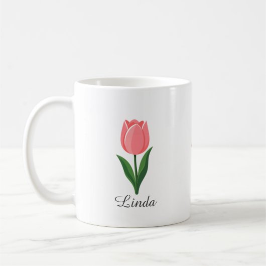 Moderne Roze Tulp Bloem Koffiemok (Links)
