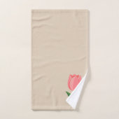 Moderne Roze Tulp Bloem op Licht Beige Bad Handdoek (Handdoek)