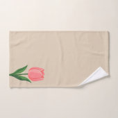 Moderne Roze Tulp Bloem op Licht Beige Bad Handdoek (Handdoek)