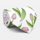 Moderne Roze Tulp Bloem Stropdas (Opgerold)