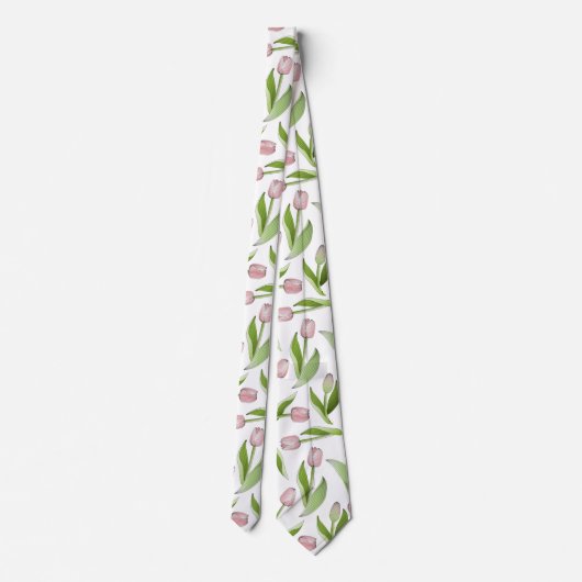 Moderne Roze Tulp Bloem Stropdas (Achterkant)