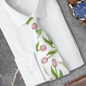 Moderne Roze Tulp Bloem Stropdas
