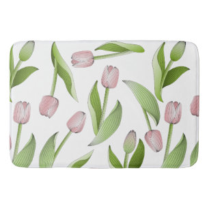Moderne Roze Tulp Bloemen Badmat