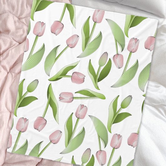 Moderne Roze Tulp Bloemmotief Fleece Deken