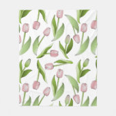 Moderne Roze Tulp Bloemmotief Fleece Deken (Voorkant)