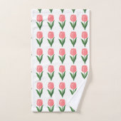 Moderne roze tulp bloempatroon op wit bad handdoek (Handdoek)