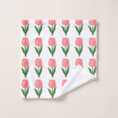 Moderne roze tulp bloempatroon op wit bad handdoek (Wasdoekje)