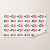 Moderne roze tulp bloempatroon op wit bad handdoek (Handdoek)