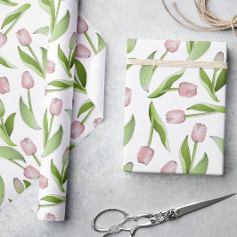 Moderne Roze Tulp Cadeaupapier