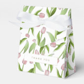 Moderne Roze Tulp Dank u Partij Bedankdoosjes (Voorkant Zijde)