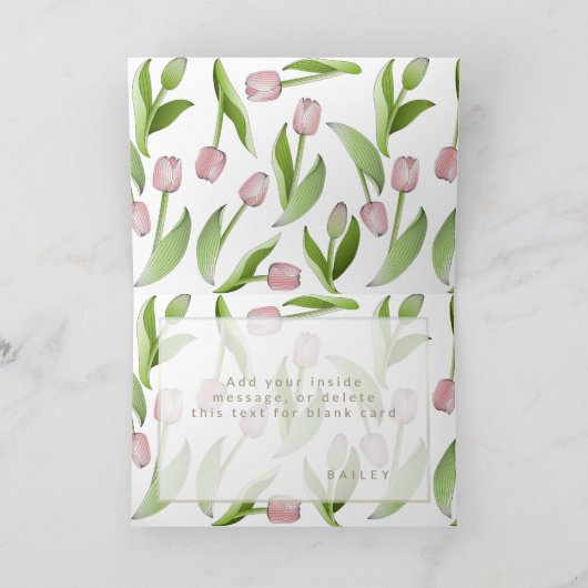 Moderne roze Tulp Flower Moederdag Kaart (Binnen)