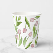 Moderne Roze Tulp Papieren Bekers (Achterkant)