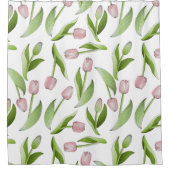 Moderne Roze Tulp Patroon Douchegordijn (Voorkant)