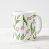 Moderne Roze Tulp Patroon Grote Koffiekop (Voorkant rechts)