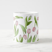 Moderne Roze Tulp Patroon Grote Koffiekop (Voorkant)