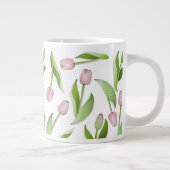 Moderne Roze Tulp Patroon Grote Koffiekop (Rechts)