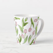 Moderne Roze Tulp Patroon Latte Mok (Rechterhoek)