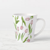 Moderne Roze Tulp Patroon Latte Mok (Rechts)