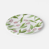Moderne Roze Tulp Patroon Papieren Bordje (Gekanteld)