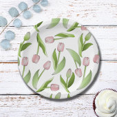 Moderne Roze Tulp Patroon Papieren Bordje
