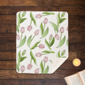 Moderne Roze Tulp Sherpa Deken