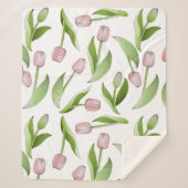 Moderne Roze Tulp Sherpa Deken (Voorkant)