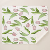 Moderne Roze Tulp Sherpa Deken (Voorkant (horizontaal))