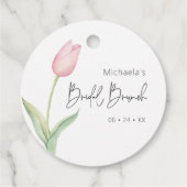 Moderne roze tulp solo bruids brunch bedankjes labels (Achterkant)