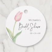 Moderne Roze Tulp Solo Bruidsdouche Bedankjes Labels (Achterkant)