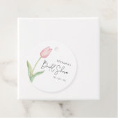Moderne Roze Tulp Solo Bruidsdouche Bedankjes Labels (In situ)