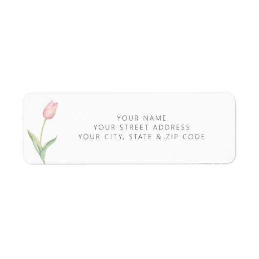 Moderne Roze Tulp Solo Bruidsfeest Cadeau Registra Etiket (Voorkant)